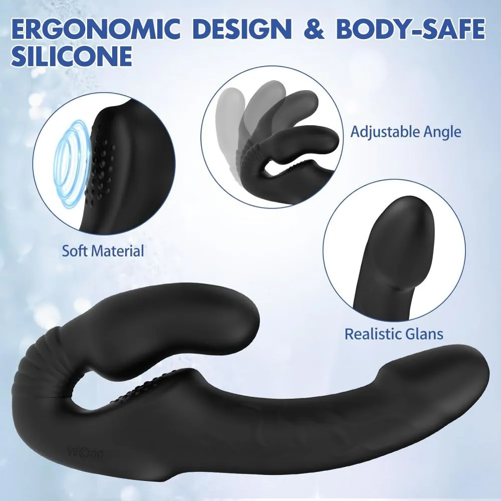 10-Frequency Vibration Remote Control Double End Strap on Dildo for Lesbian/Couple