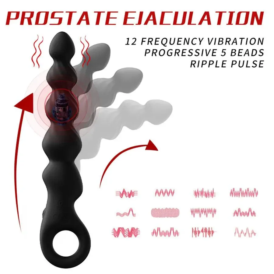12 Modes Powerful Silicone Vibrating Anal Beads