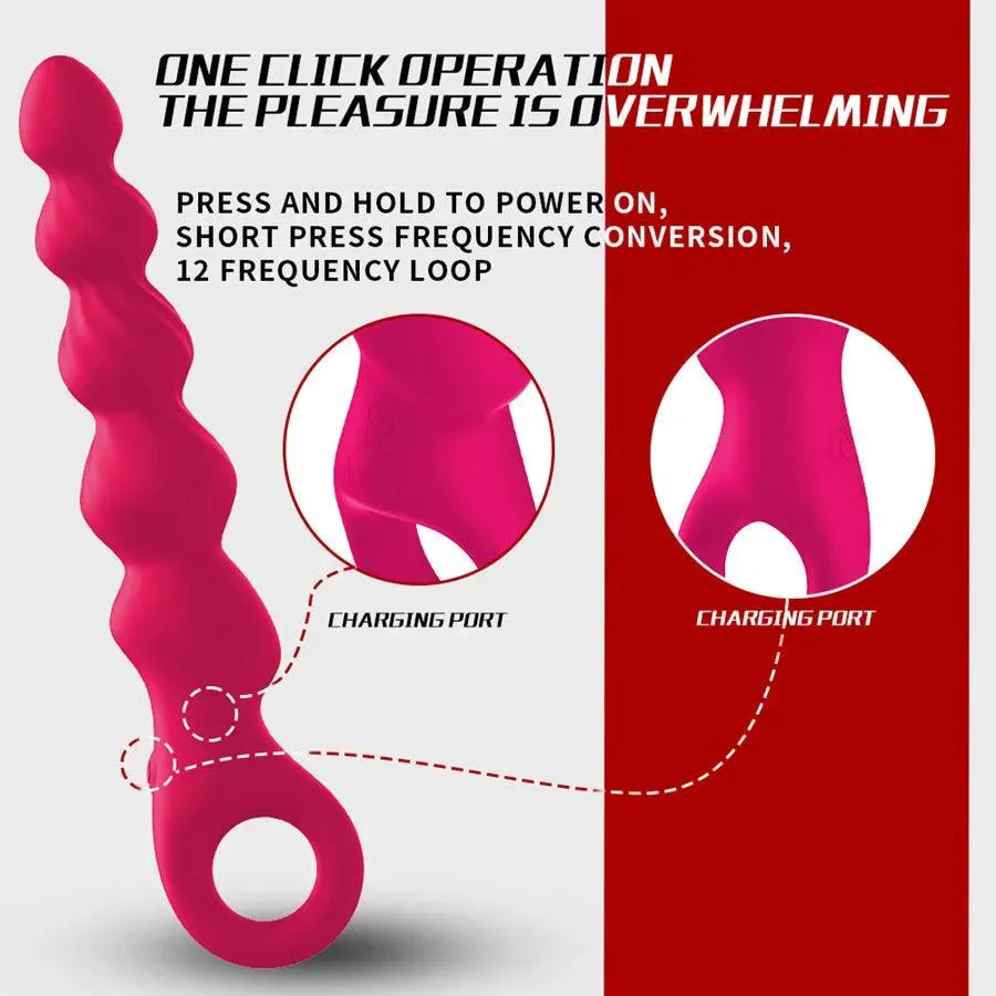12 Modes Powerful Silicone Vibrating Anal Beads