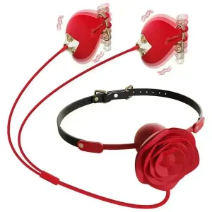 2 In 1 Rose Ball Gag Nipple Clamps