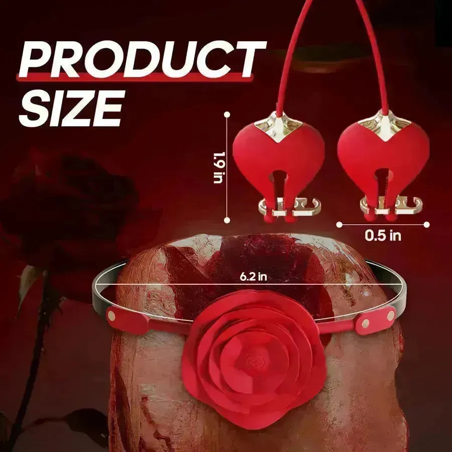 2 In 1 Rose Ball Gag Nipple Clamps