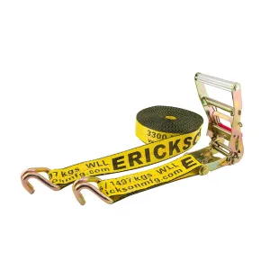 2″ x 40′  10.000 lb Long Handle Ratchet with Web Clamp and Double J-Hooks