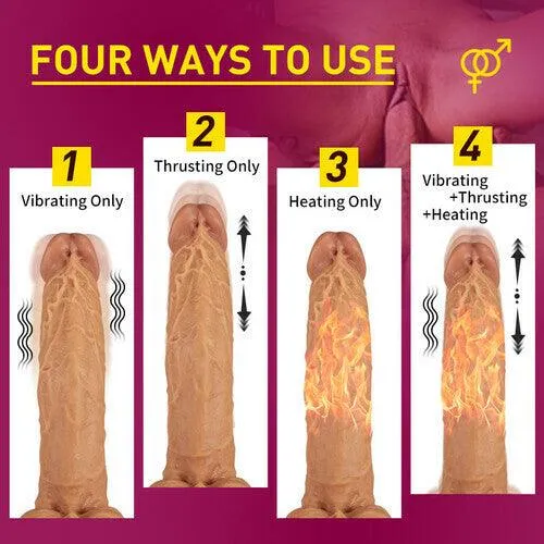 3 Functions Multiple Combination Lifelike Heating Dildo Thrusting Realistic Dildos