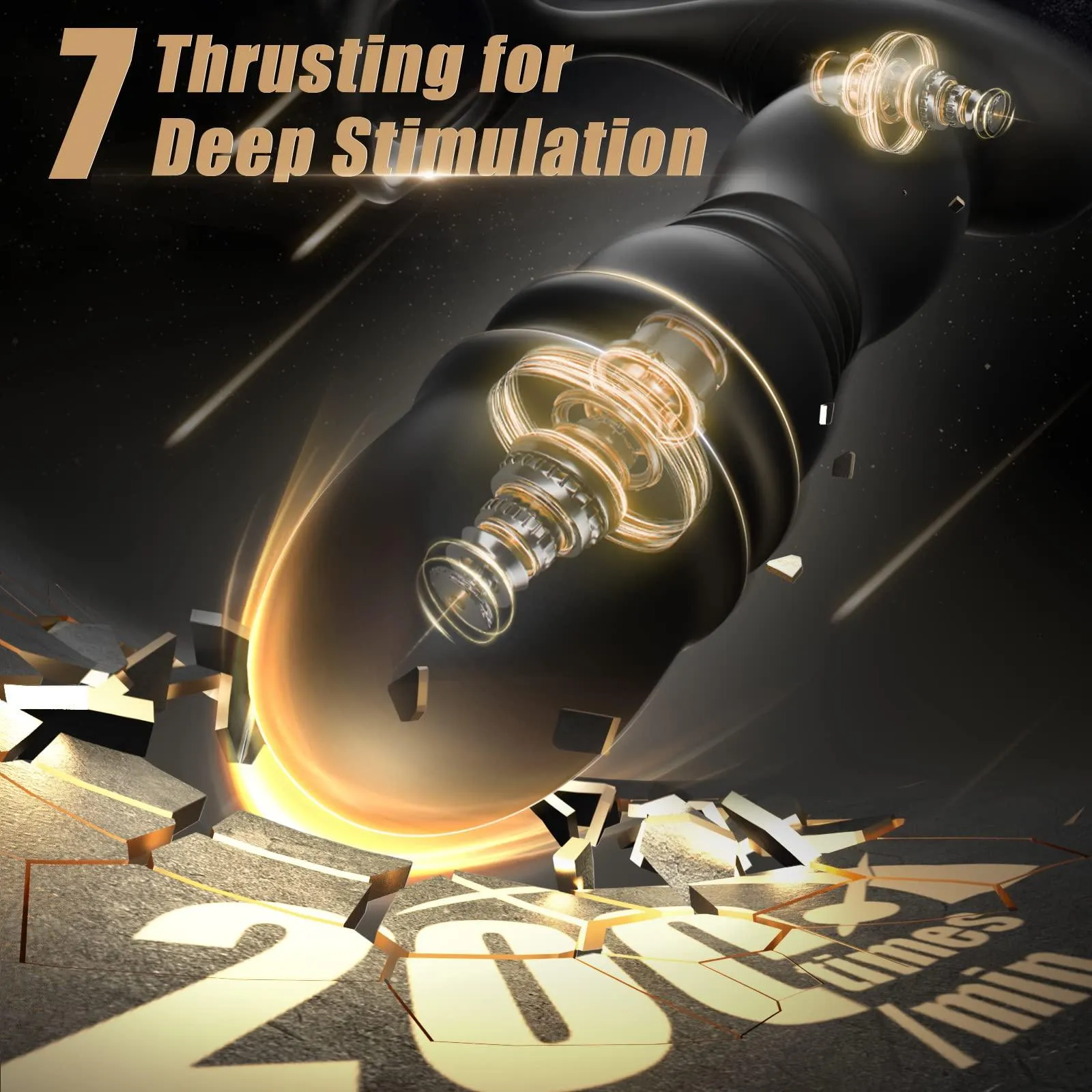 3 in 1 Thrusting and Vibrating Prostate Stimulation Anal Toy with Cock Ring