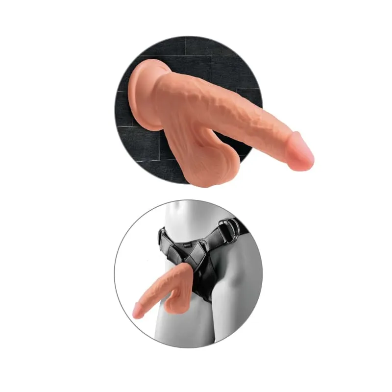 7 Inch Triple Density Cock With Swinging Balls -  Tan