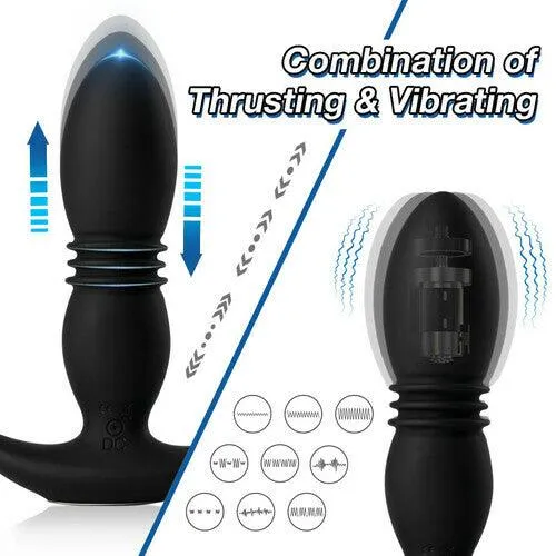 7 Thrusting 7 Vibration 3 Folds Male Anal Prostate Massaging Butt Plugs