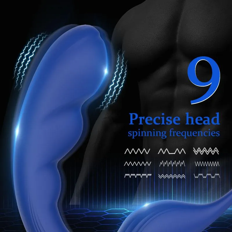 9 Frequency Vibrating Prostate Massager Double Cock Ring IPX6 Waterproof