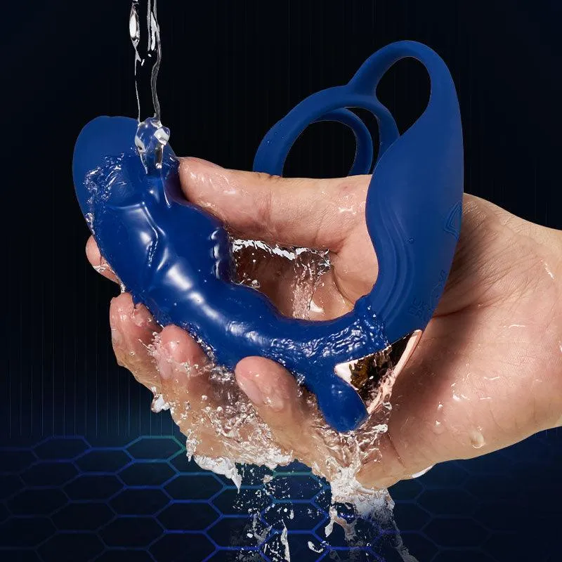 9 Frequency Vibrating Prostate Massager Double Cock Ring IPX6 Waterproof