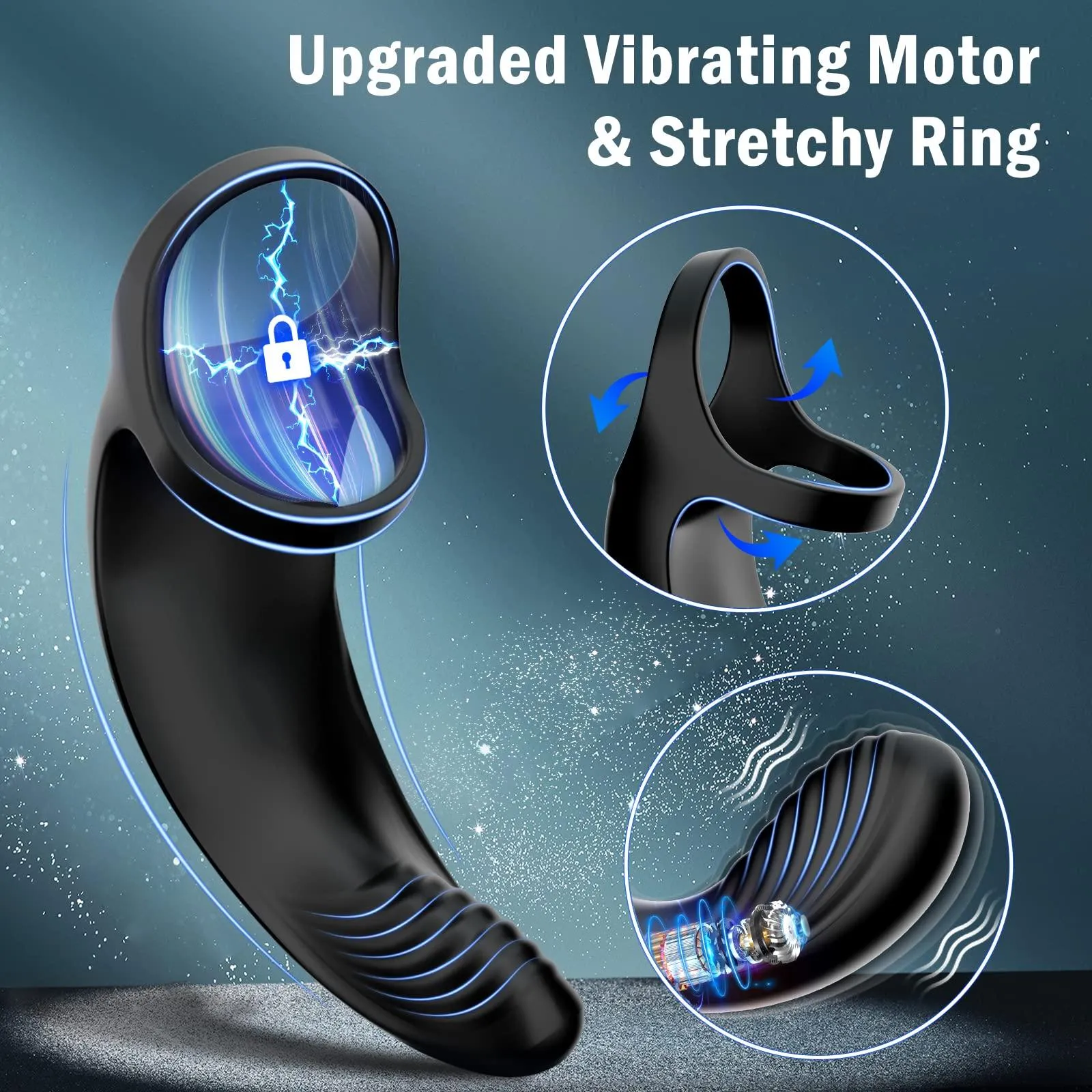 9 Vibrating Modes Male Anal Vibrator with Cock Rings Remote Control Prostate Massager