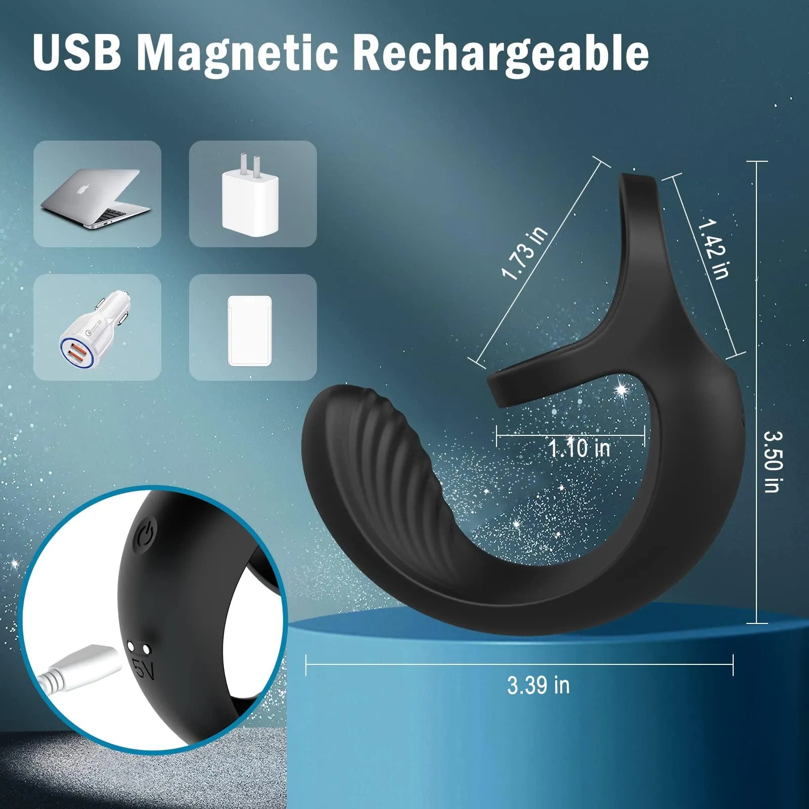 9 Vibrating Modes Male Anal Vibrator with Cock Rings Remote Control Prostate Massager