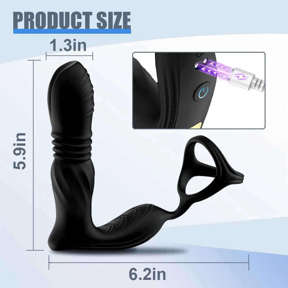 9 Vibration Thrusting Prostate Massager APP & Remote Control Anal Vibrator with Triangle Ring