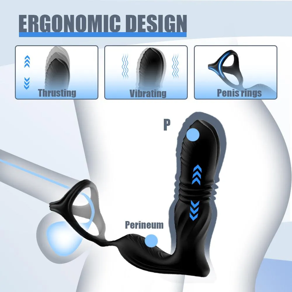 9 Vibration Thrusting Prostate Massager APP & Remote Control Anal Vibrator with Triangle Ring