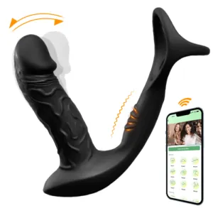 9 Wiggling & Vibrating Prostate Massager App Control Anal Vibrator with Penis Ring