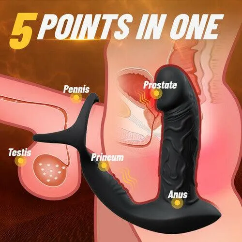 9 Wiggling & Vibrating Prostate Massager App Control Anal Vibrator with Penis Ring
