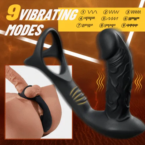 9 Wiggling & Vibrating Prostate Massager App Control Anal Vibrator with Penis Ring