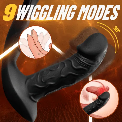 9 Wiggling & Vibrating Prostate Massager App Control Anal Vibrator with Penis Ring