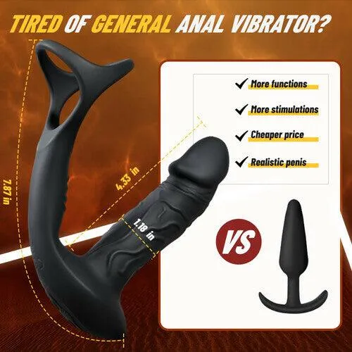 9 Wiggling & Vibrating Prostate Massager App Control Anal Vibrator with Penis Ring