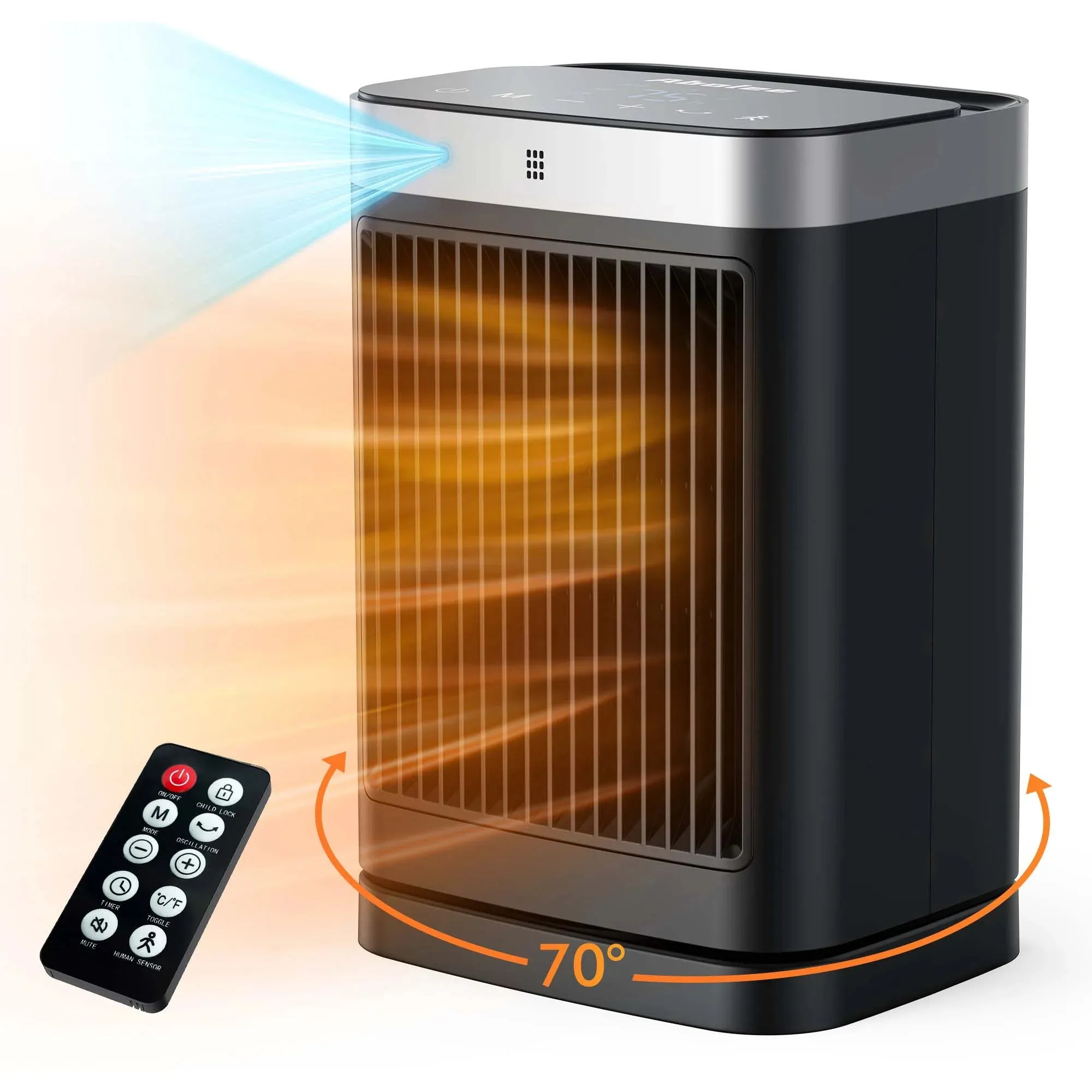 Abolee Space Heaters with Motion Sensor, 1500W Black