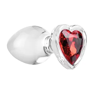 Adam & Eve - Red Heart Gem Glass Anal Plug