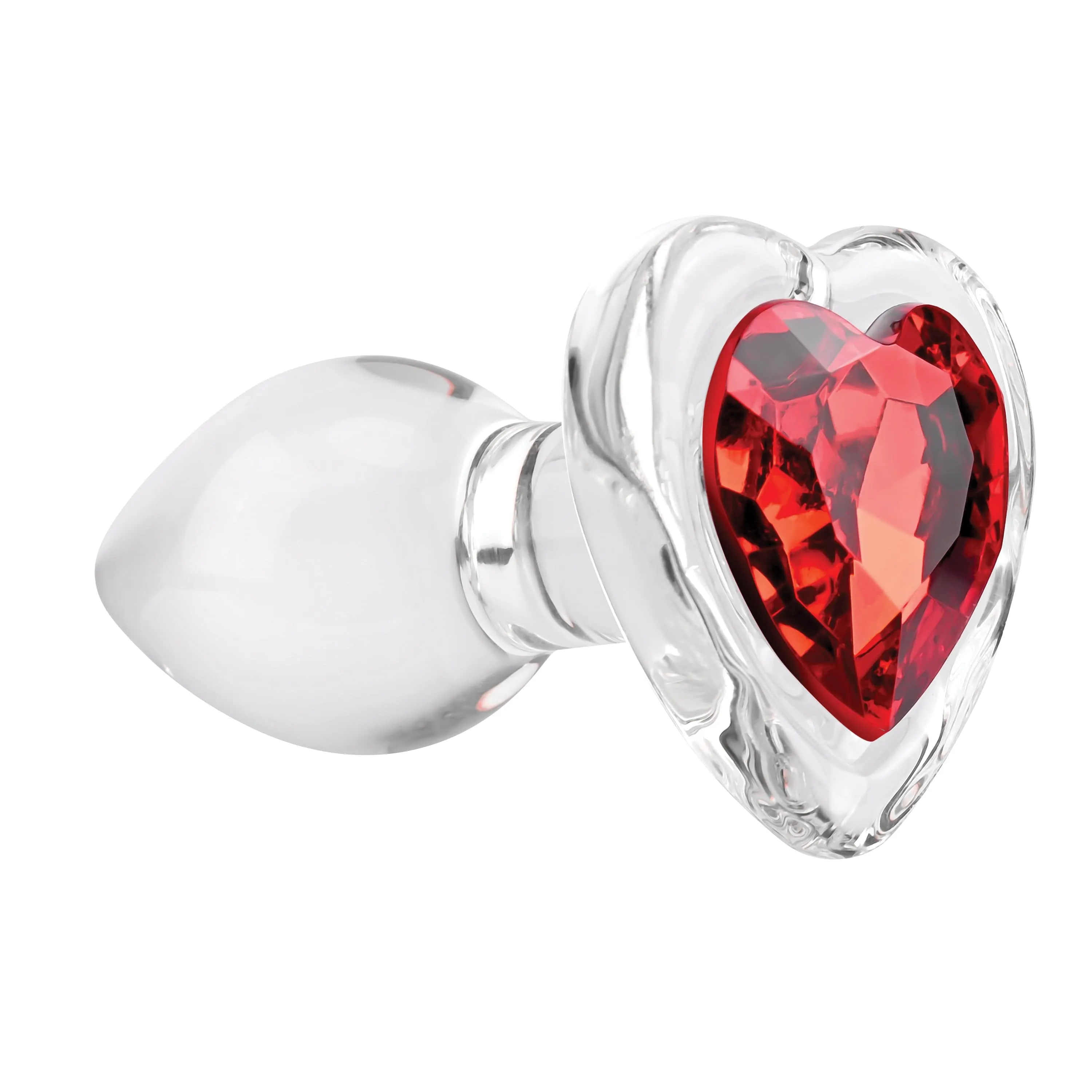 Adam & Eve - Red Heart Gem Glass Anal Plug