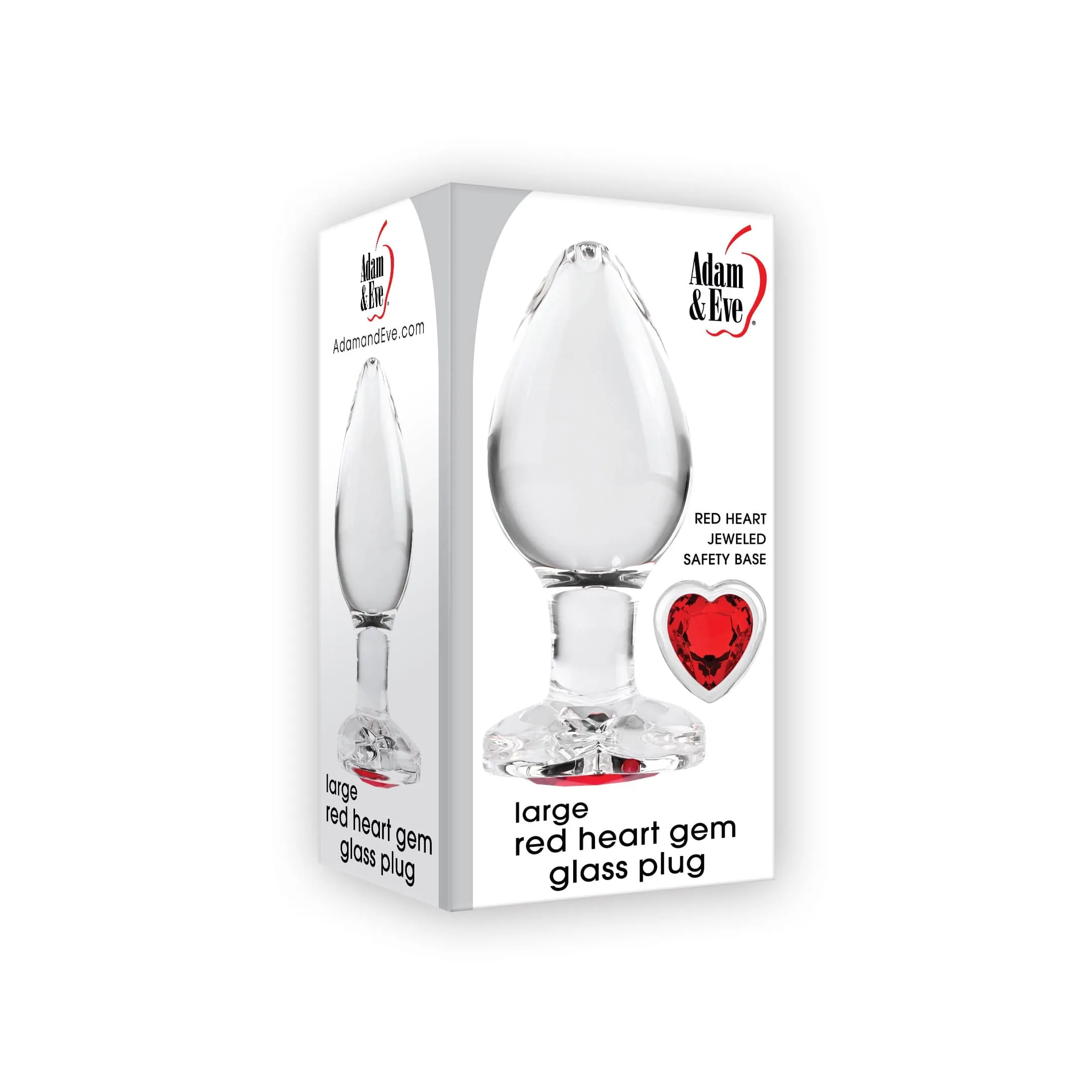 Adam & Eve - Red Heart Gem Glass Anal Plug