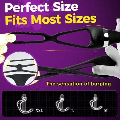 APP Control 3 in 1 Penis Cock Ring with Multi Stimulations Butt Plug Penis Vibrator