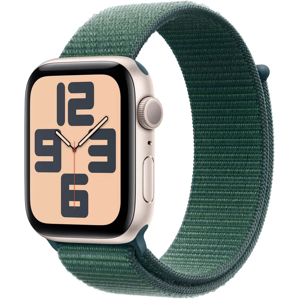 Apple Watch SE 2 44mm Starlight Aluminum - Lake Green Sport Loop MXEW3LL/A
