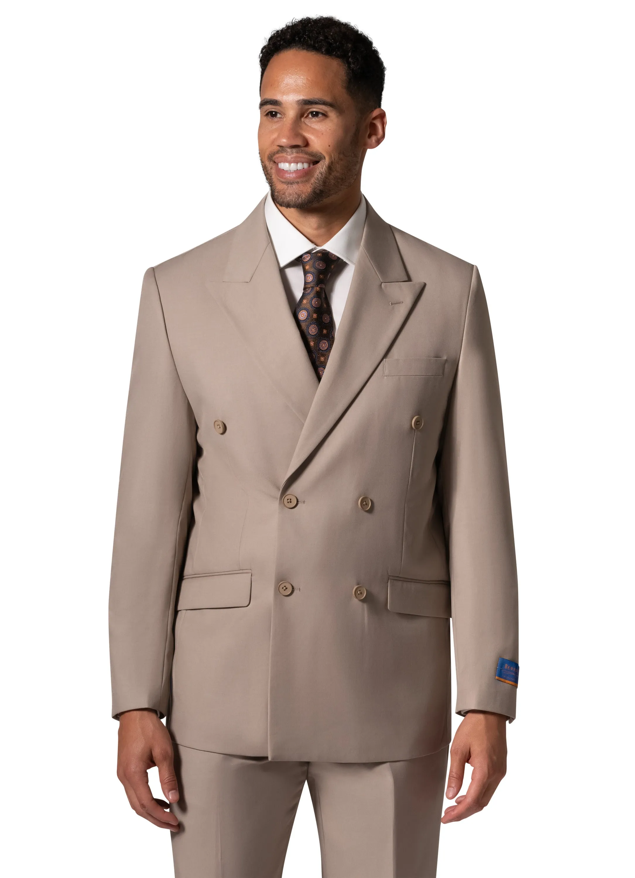 Bergamo Orange A6732 D/B Slim Fit Suit - Tan