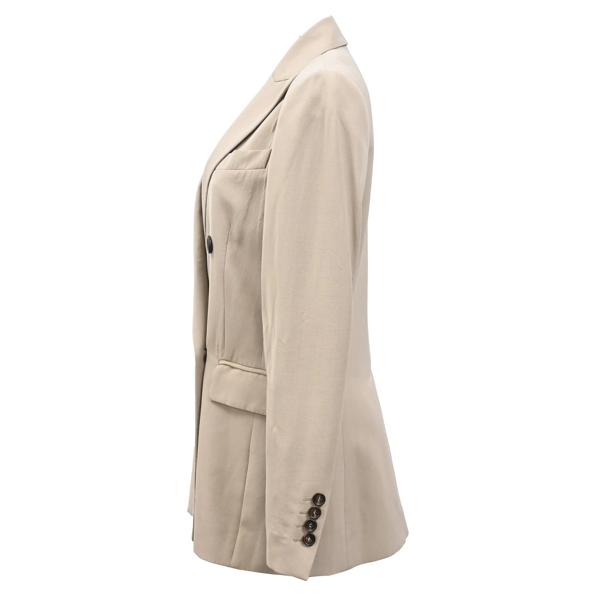 Brunello Cucinelli Double-Breasted Blazer in Beige Viscose
