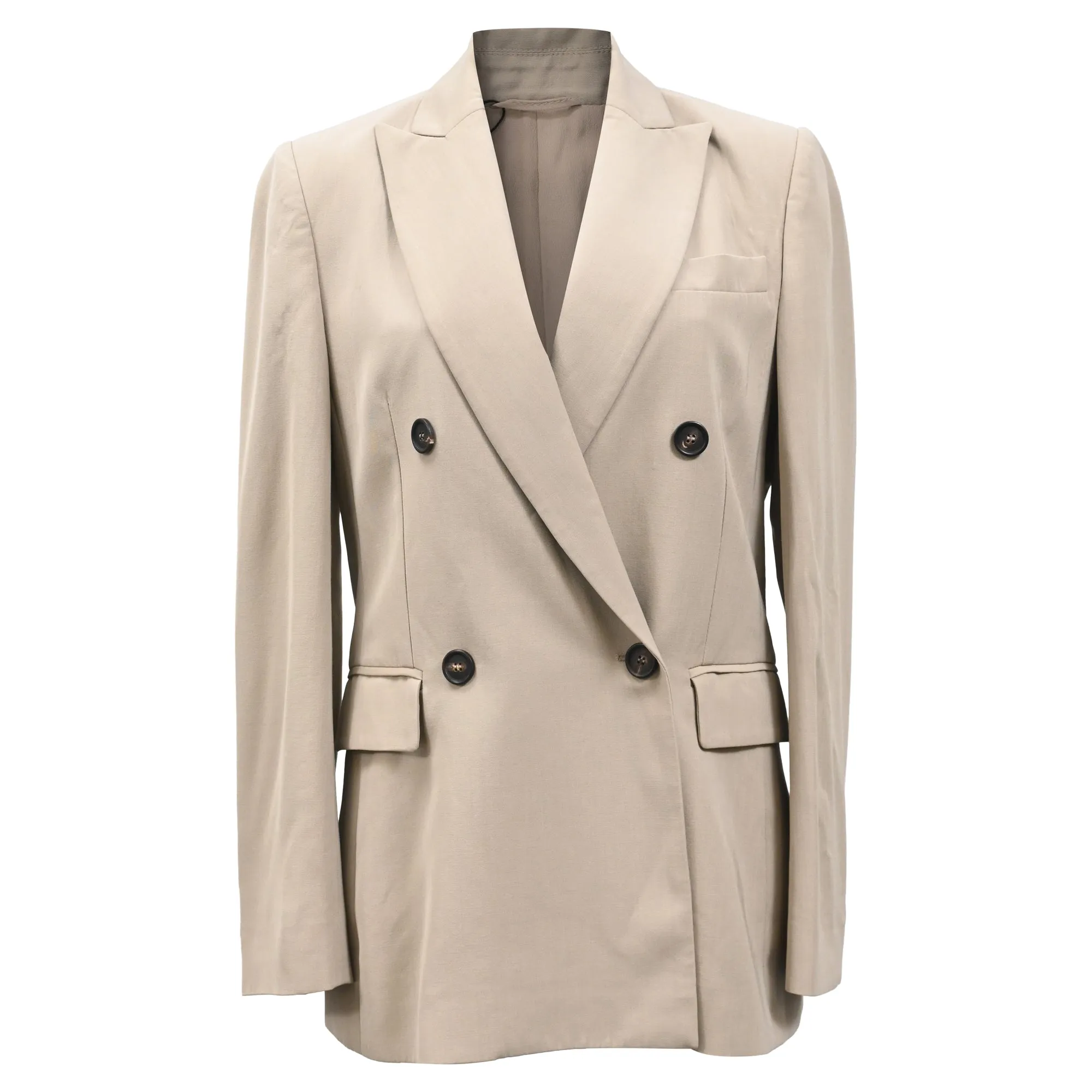 Brunello Cucinelli Double-Breasted Blazer in Beige Viscose
