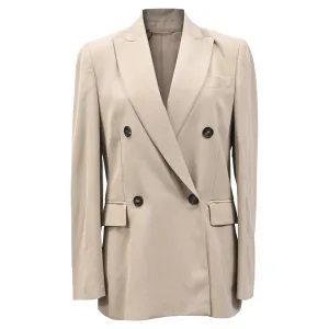 Brunello Cucinelli Double-Breasted Blazer in Beige Viscose