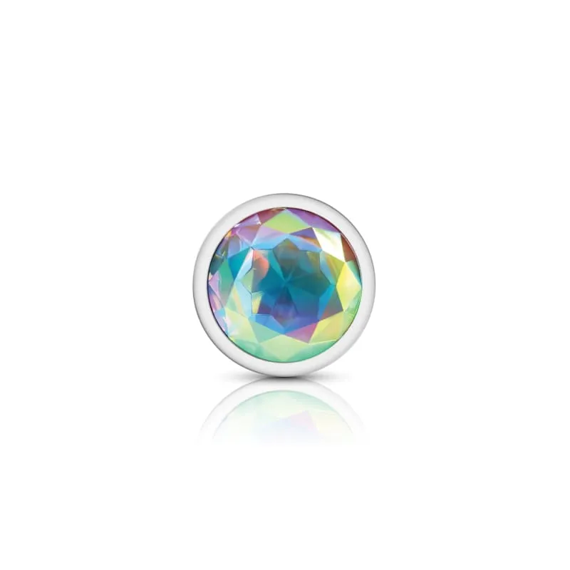 Cheeky Charms - Silver Metal Butt Plug - Round - Clear - Large
