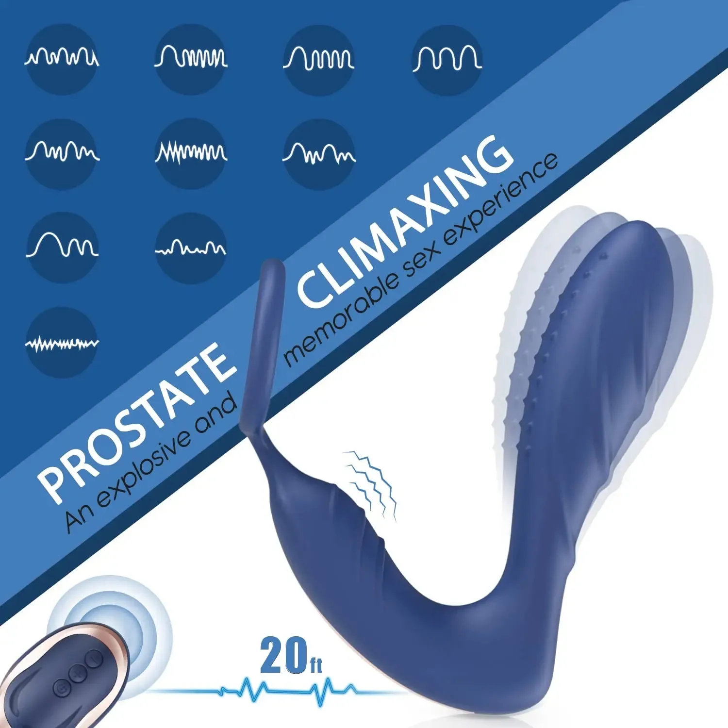 Cock Ring & Prostate Massager - Delay Ejaculation Silicone Toy