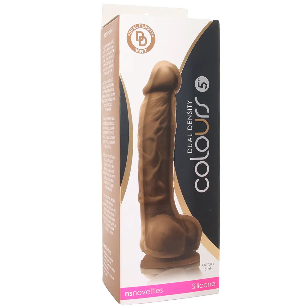 Colours 5 Inch Dual Density Silicone Dildo in Brown