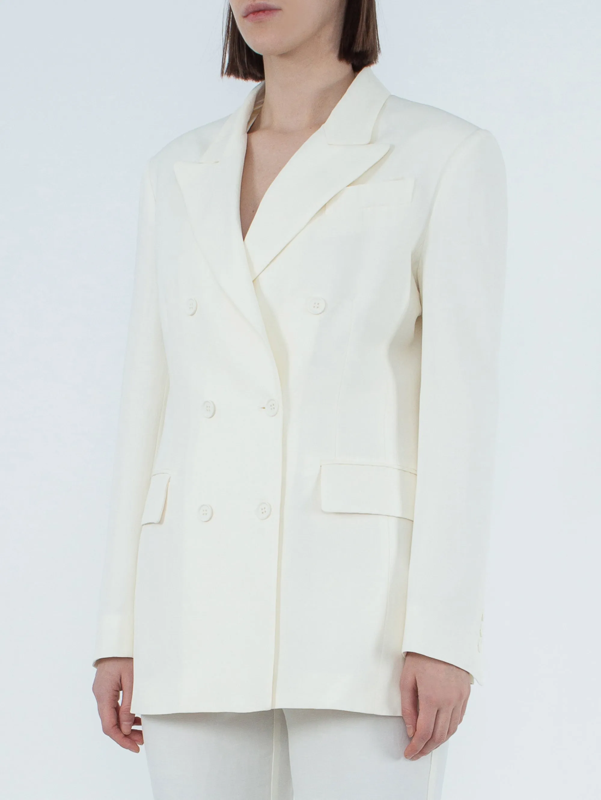 Double-breasted Cream Blazer