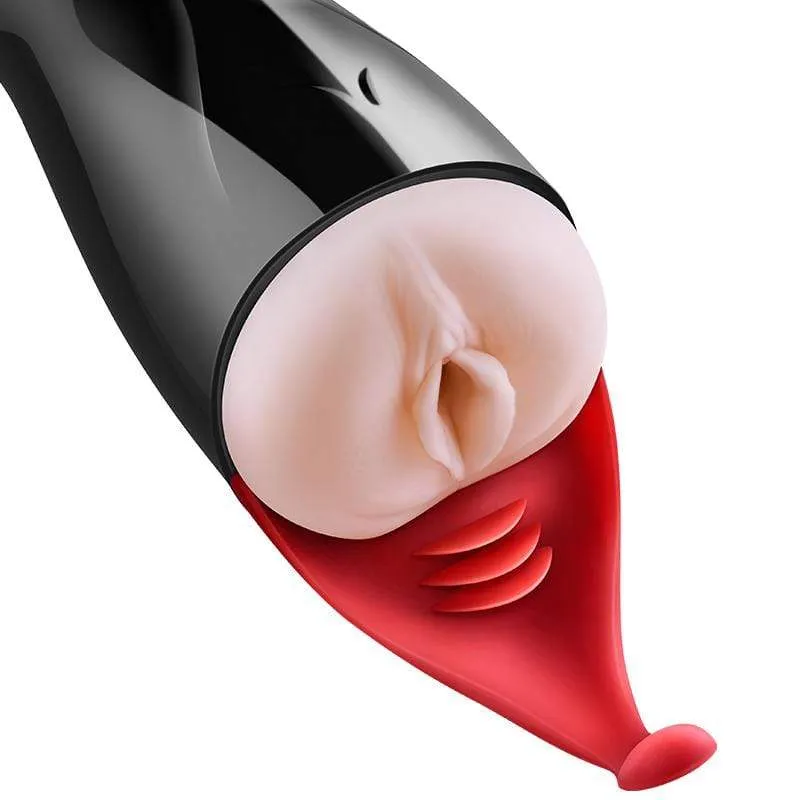 Erocome - Taurus New Vibrating Masturbator with Tongue Prostate Stimulator (Black)