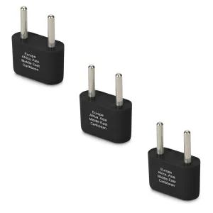 Europe & Asia Ungrounded Adapter Plug - 3 pack