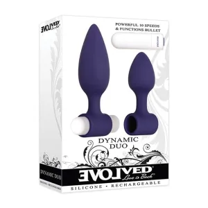 Evolved - Dynamic Duo Rechargeable Bullet Anal Plug (Purple/White)
