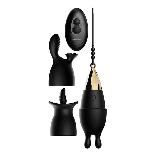 Evolved - Egg Citement Remote Control Rechargeable Egg Massager with Attachments (Black/Gold)