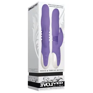 Evolved - Thick and Thrust Bunny Silicone Rechargeable Rabbit Vibrator (Purple)