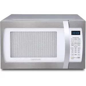 Farberware FMO13AHTPLE 1.3 Cu. Ft. 1100-Watt Microwave Oven with Smart Sensor Cooking, White and Platinum