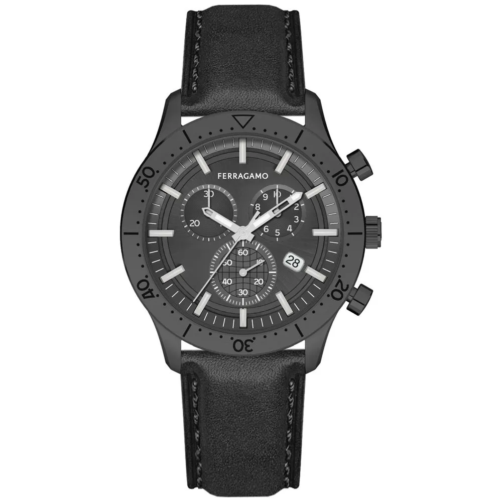 Ferragamo SFU400223 Master Chrono Men's 43MM Black Strap Watch