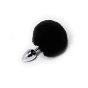 Fetish Pleasure Play Black Bunny Tail Metal Plug