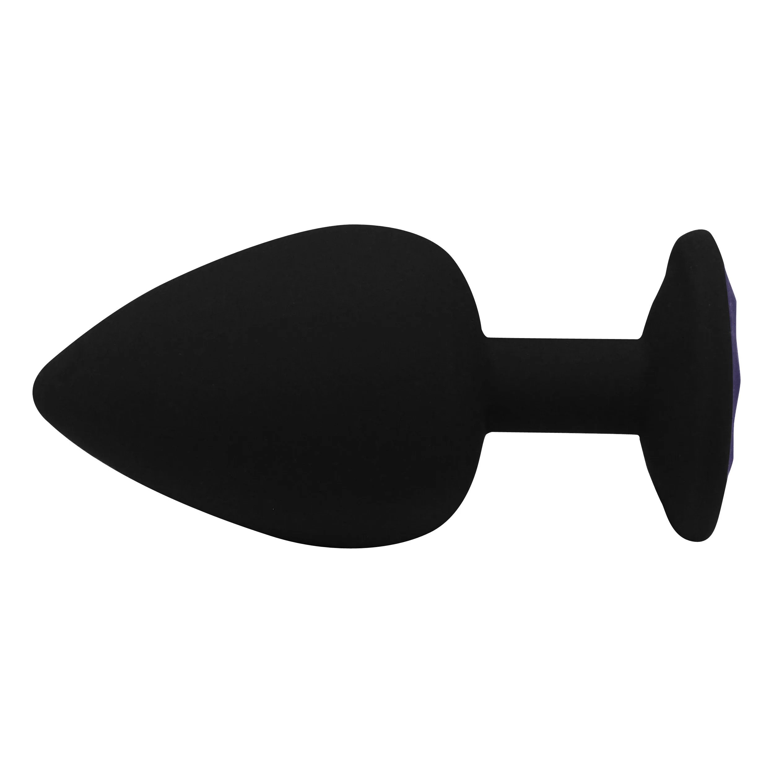 Fetish Pleasure Play Large Black Silicone Butt Plug w/Purple Jewel