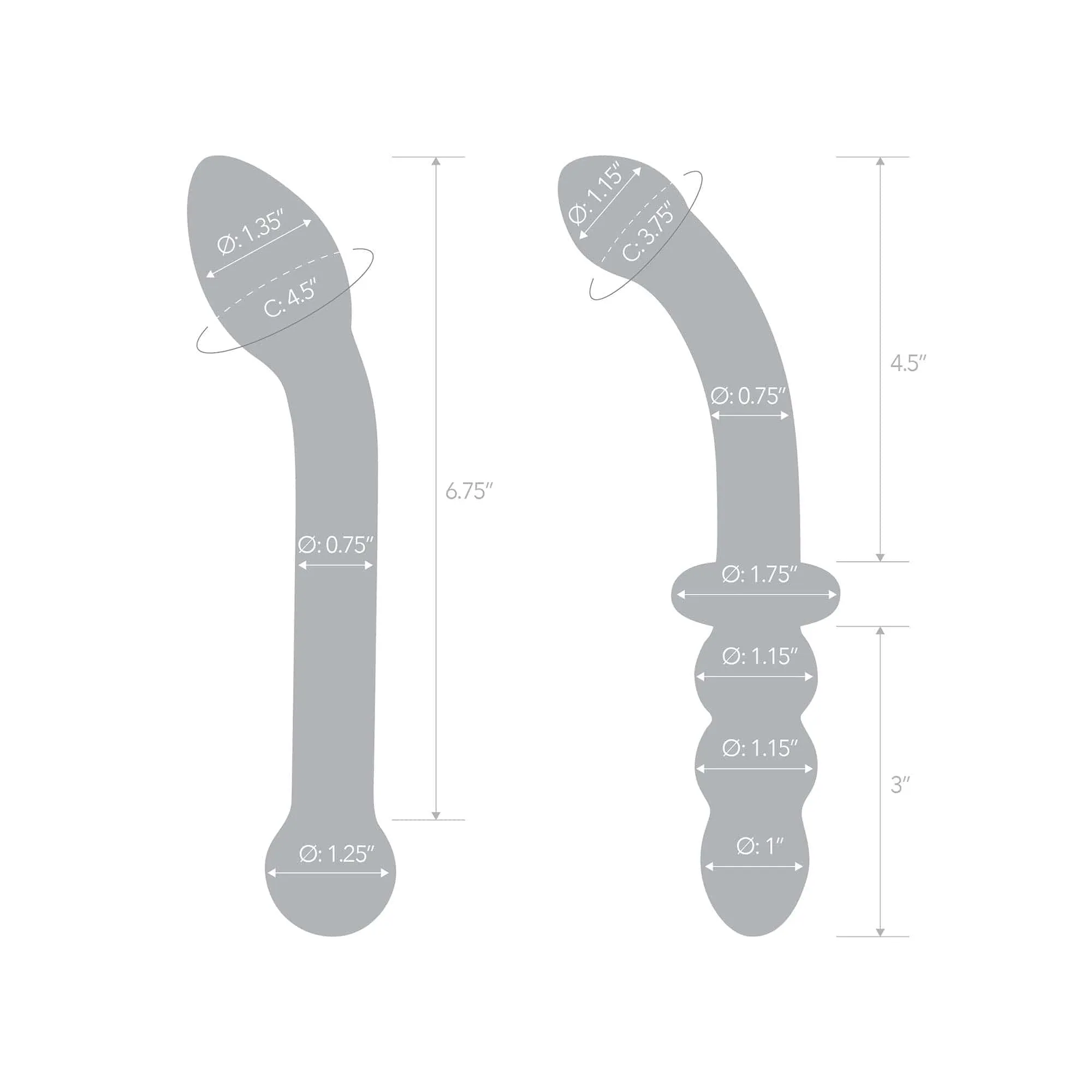Glas - 2 pc G Spot Pleasure Glass Dildo Butt Plug Set (Clear)