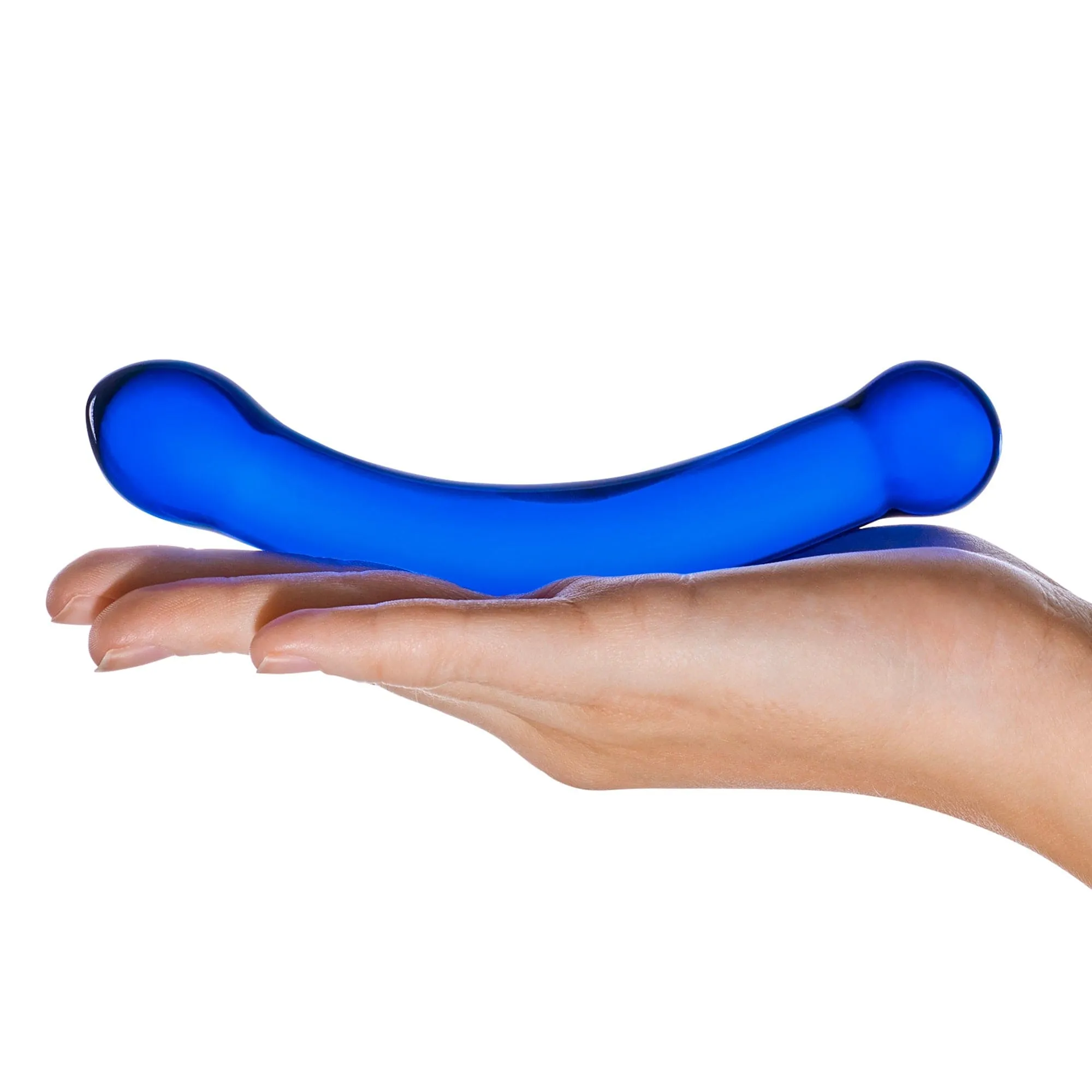 Glas - Curved G Spot Hand Blown Glass Dildo 6" (Blue)