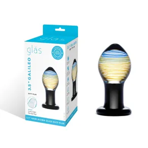 Glas - Galileo Hand Blown Glass Butt Plug 3.5" (Black/Clear)
