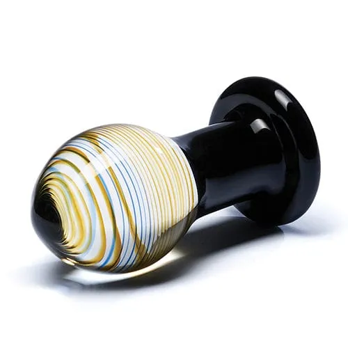 Glas - Galileo Hand Blown Glass Butt Plug 3.5" (Black/Clear)