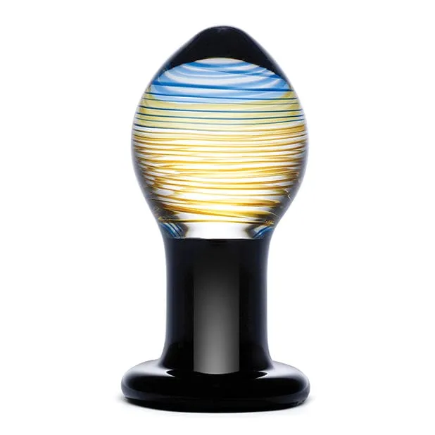 Glas - Galileo Hand Blown Glass Butt Plug 3.5" (Black/Clear)