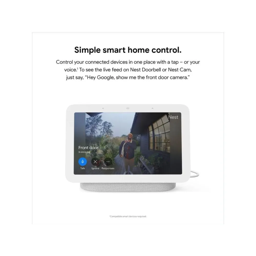 Google GA01331-US Nest Hub 2nd Gen - Smart Home Speaker and 7" Display with Google Assistant - Chalk